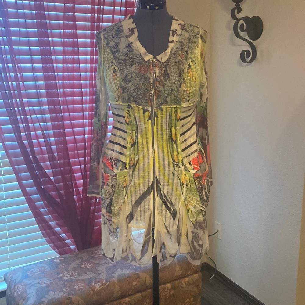 High Secret sheer dress zipper front with pockets Med